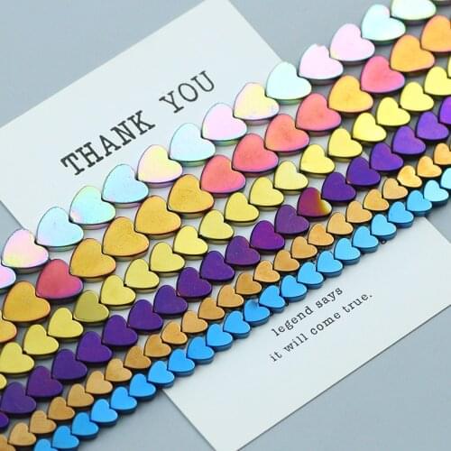 Love Heart Shape Hematite Beads Natural Stone for Jewelry Making 6 8 10mm Pendant Spacer Loose Beads DIY Bracelet Ear studs 15