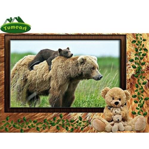 YUMEART Full Drill Square Diamond 5D DIY Diamond Painting Embroidery Cross Stitch Bears Rhinestone Mosaic Painting Creative Arts