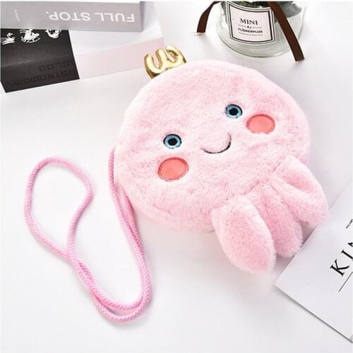 Ladies one-shoulder messenger bag fashion cute plush octopus messenger bag female chain winter warm messenger bag plush handbag