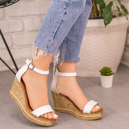 Tonar Dran White Skin Wedges Women 'S Sandals Platform Summer Trend New Season