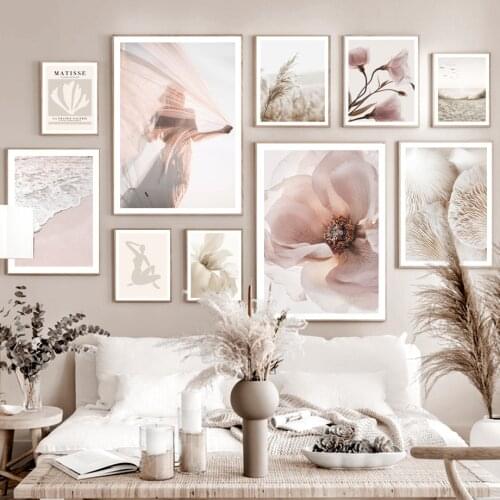Female Mushroom Reed Peony Lily Magnolia Wall Art Canvas Painting Nordic Posters And Prints Wall Pictures For Living Room Decor
