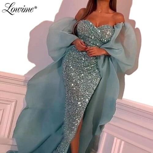 Hot Sexy Off The Shoulder Celebrity Party Dress Sequins Slim Mermaid Evening Gowns 2020 Customize Organza Prom Dresses