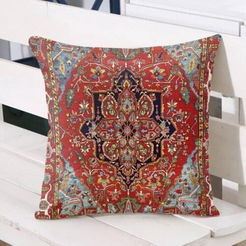 1PC Exotic Boho Style Pillowcase Persian Turkish Carpet Pattern Pillow Case Sofa Car Chair Cushion Covers Peachskin Throw Case
