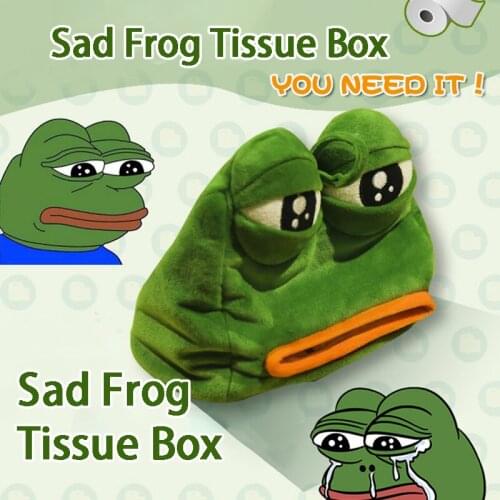 1PC Sad Frog Tissue Box Car Toilet Pumping Box Home Living Room Decor Bedroom Kitchen Desktop Plush Storage Organizer Bathroom