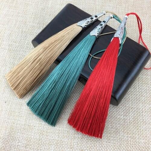 10pcs/lot 13cm Cone Alloy Cap Silk Tassel Fringe For Sewing Tassel Trim Curtain Decoration DIY Craft Jewelry Making