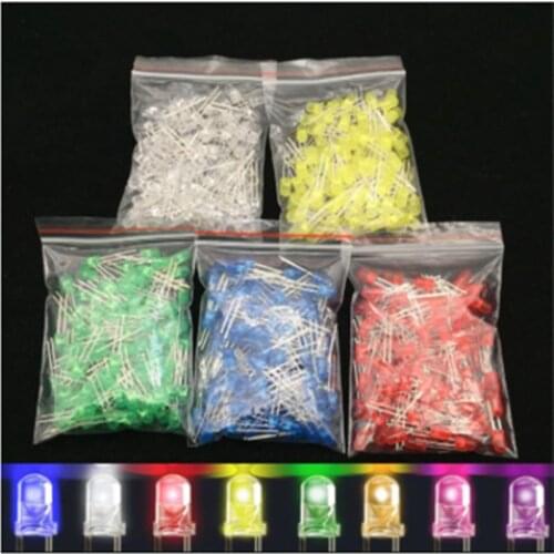 100pcs 5mm LED Diode 5 mm Assorted Kit White Green Red Blue Yellow Orange Pink Purple Warm white DIY Light Emitting Diode