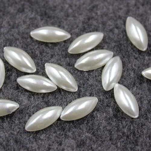 1000pcs/pack Environmental Wear-resistant ABS Horse Eye Marquise Shape Half-flat Patch Pearl Semicircle Imitation Pearls