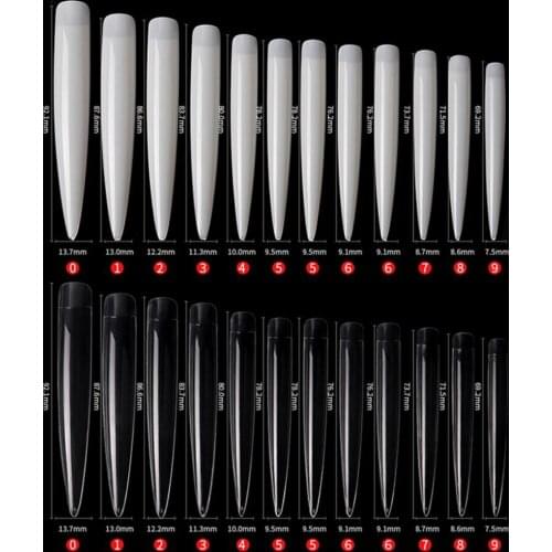 120Pcs/Bag Nail Tips Extra Long Stiletto Shape ABS Natural Thin Extending False Nails for Salon Long Stiletto Fake Nail Tips