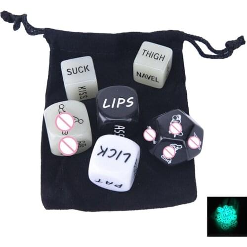 5/6Pcs Sex Dice Set Erotic Craps Night Lights Love Sexy Funny Game Adult Erotic Flirting Dices With A Dice Set Luminous Dice