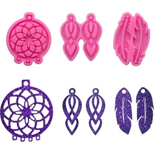 5 Pcs Dream Catcher Feather Keychain Epoxy Resin Mold Car Pendant Decoration Silicone Mould DIY Crafts Jewelry Mold