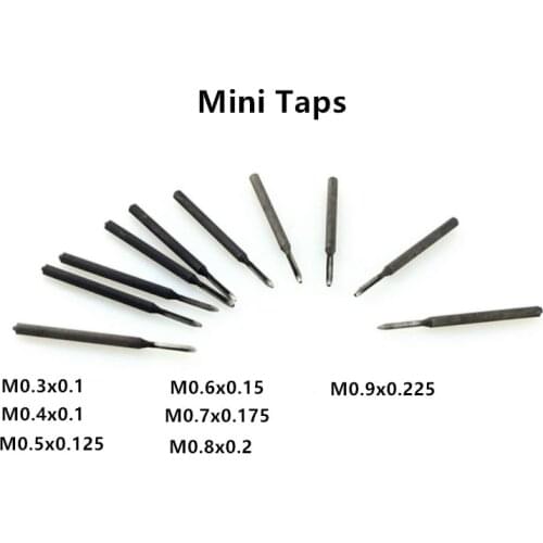 5pcs/lot M0.4/M0.5/M0.6/M0.7/M0.8/M0.9 Machine screw tap HSS H2 Straight Fluted Screw Thread Metric Plug Hand Tap Drill