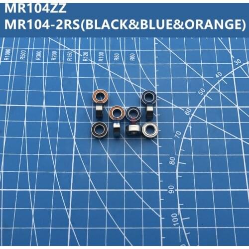 Free Shipping 10pcs SMR104ZZ MR104ZZ MR104-2RS (BLACK&BLUE&ORANGE) 4*10*4mm Thin Wall Deep Groove Miniature Ball Bearing MR104RS