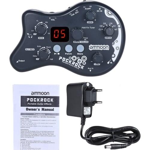 Ammoon PockRock Guitar Multi-effects Processor Effect Pedal 15 Effect Types 40 Drum Rhythms Tuning Function with Power Adapter