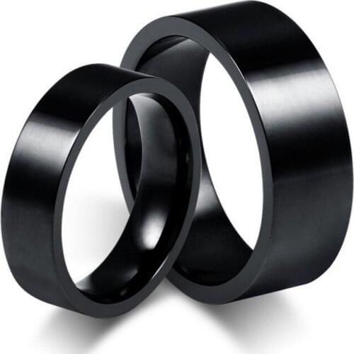 Black glossy couple ring stainless steel ring