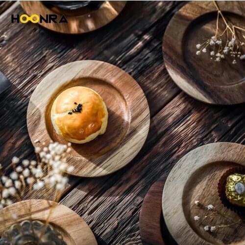 HOONRA Ins European Style Wooden Durable Heat-Resistant Round Snack Fruit Tea Coffee Cup Mat Home Office Meeting Accessories