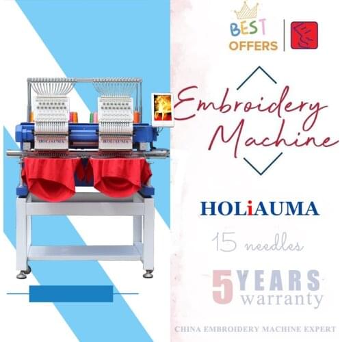 2 Heads Hot Sale 15 Needles Computerized T-shirt Flat Embroidery Machine Price on sale