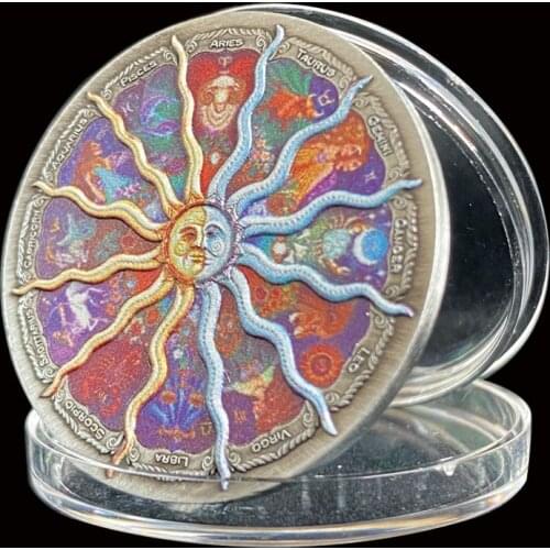 Twelve Constellations Colorful Sliver Coins Elizabeth II For Collectibles