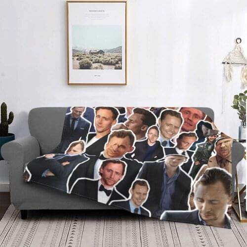 Tom Hiddleston Photo Collage Blanket Fleece Print Actor Portable Ultra-Soft Throw Blankets for Sofa Car Bedding Throws
