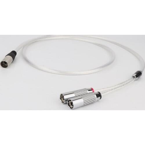 Hifi Audio 11cores OCC silver plated Audio cable 4-pin XLR Male to 2x 3-pin XLR Male Balanced cable Hi-end XLR Audio Adapter