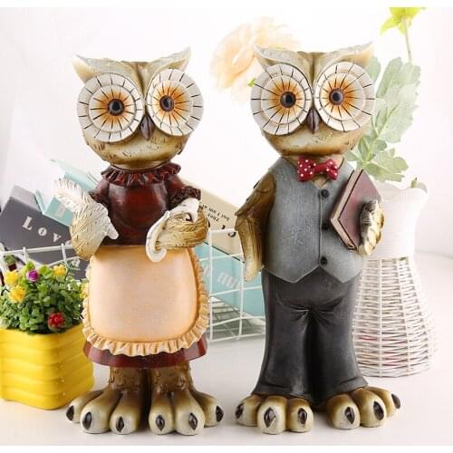 Korea Resin Owl Craft Gift Cute Station Large Bird with Book Owl Decoration