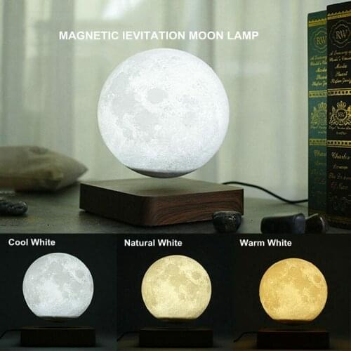 Creative 3D Magnetic Levitation Moon Lamp Night Light 14cm Rotating Led Moon Floating Lamp Home Decoration Holiday Gifts