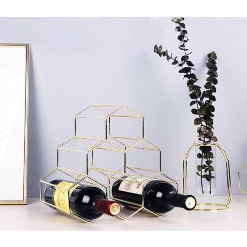 Creative Geometric Wine Rack Metal Simple Household Grape Wine Rack Restaurant Living Room Bar Wine Cabinet Wine Display