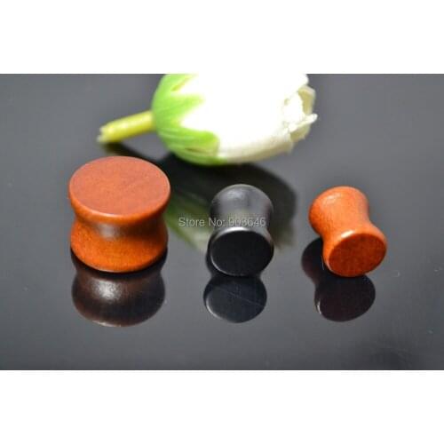 LOT70PCS Free Shippment Body Jewelry-RED/Black Wood Ear Plugs Ear Scretcher Tunnles Sets Earlets 8mm-20mm