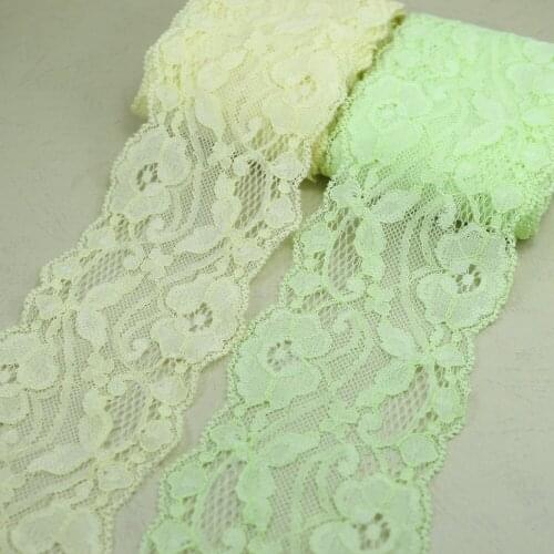 Micro-Elastic micro-Stretch Lace trim 4 yards 70mm width light green&light yellow headband/garment/clothes accessories