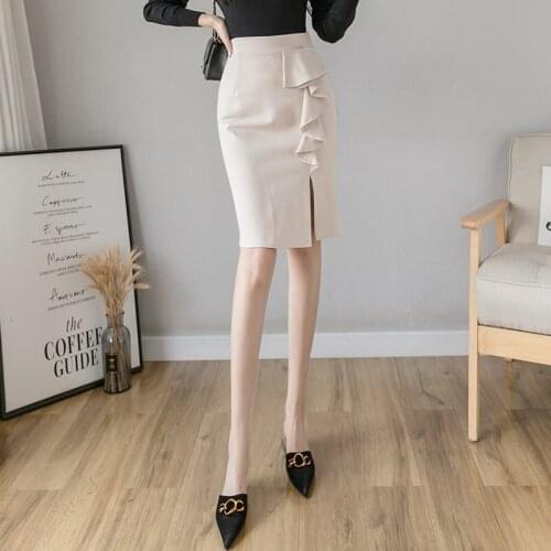 Stretch high waist bag hips skirt women mid-length slim split skirt wedding ceremony festive long skirts office lady clothes