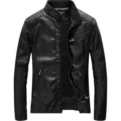 2020 Autumn Winter Mens Leather Jacket Casual Fashion Stand Collar Motorcycle Jacket Men Slim High Quality PU Leather Coats