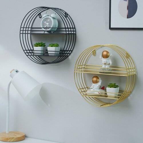 Wall Decoration Storage Rack Nordic Iron Round Storage Rack Living Room Wall-Mounted Wall Storage Decoration Shelf Home Storages