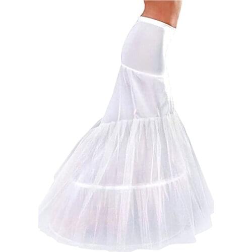 2 Hoops White Petticoats Underskirt Slip Mermaid Fishtail for Wedding Dress
