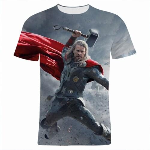 2021 New Summer Mens T-shirt Cool Thor Marvel Movie 3D Printed Children Clothes Short Sleeve Harajuku Women Tee Tops