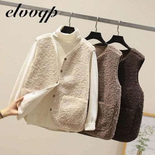 2021 New Autumn lambswool Vest Fur Women Fashion Waistcoat Ladies Outerwear Sleeveless Warm short Vest Female Clothes NZ170