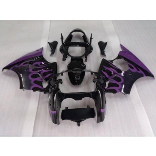 New hot injection mold fairings for Kawasaki Ninja ZX6R 00 01 02 purple flames black fairing kit ZX6R 2000 2001 2002 SX23
