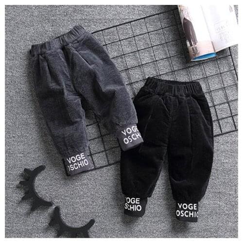 Baby Autumn Pants Childrens Corduroy Cotton Pants Winter Toddler Thickened Infant Wear Childrens Boys Plus Velvet Pants 2-7Y