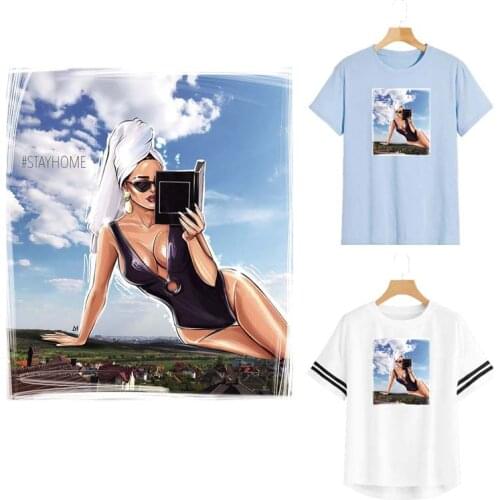 Stay Home Girl Iron-On Transfers Clothing Deco Diy Accessory Heat Transfer Washable New Design Badges Applique