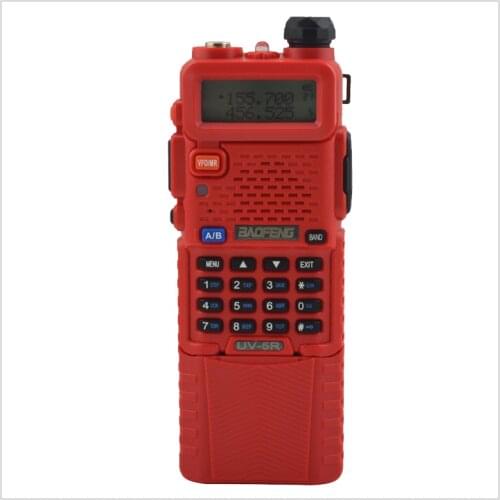 Baofeng radio dualband UV-5R Red walkie talkie 136-174/400-520MHz two way radio w/ free earpiece and 3800mAh Li-ion battery