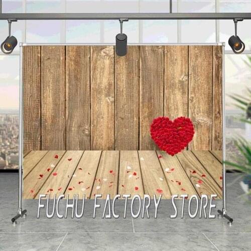 Romantic Valentine 'S Day Series Picture Red Rose Wood Backdrop Couples Party Venue Decorative Photography Studio Background