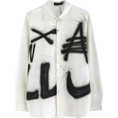 Printed Men Shirts Fashion Brand Graffiti Vintage Casual Chic Hawaiian Long Sleeve Shirt Mens Wear High Street Loose fit Coat