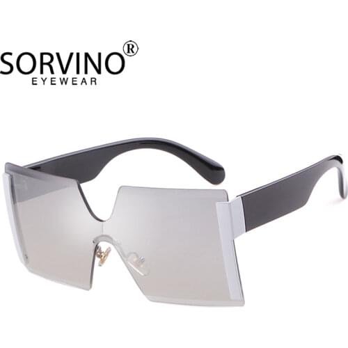 SORVINO Retro Oversized Rimless Square Sunglasses 2020 Women Men Designer Luxury Brand Futuristic Sun Glasses Big Shades SP243