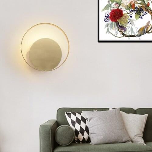 Modern Copper Round LED Bathroom Living Room Wall Lamp Bedside Wall Light Fixtures Aisle Stair Wall Sconce Free Shipping