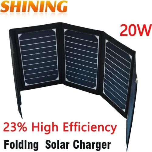 Sunpower 20W Dual USB Portable Outdoor Backpack Solar Charger For Tablet Folding Solar Panel Charger Battery 23%High Efficiency