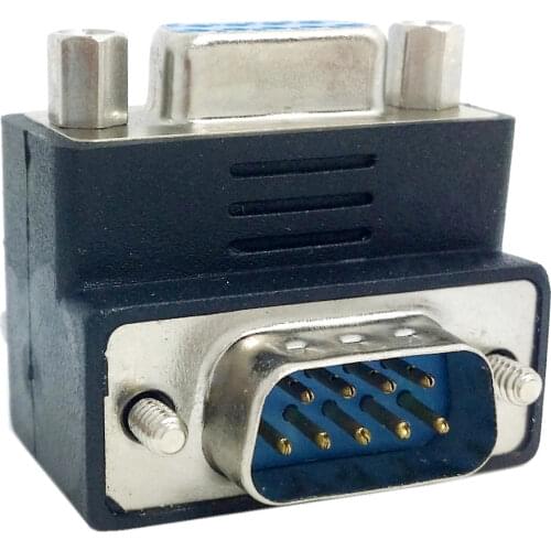 Chenyang D-Sub Connector Socket 9PIN Male to Female Up Angled 90 Degree Adapter