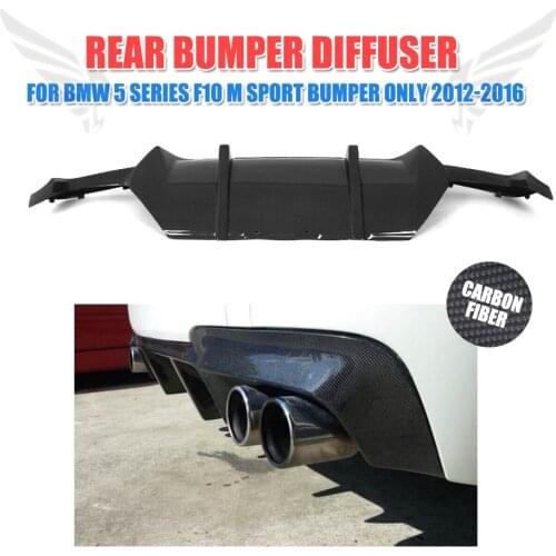 Carbon Fiber Rear Bumper Lip Diffuser For BMW 5 Series F10 M Sport Sedan 528i 530i 535i 550i 12-16 dual exhaust two outlet