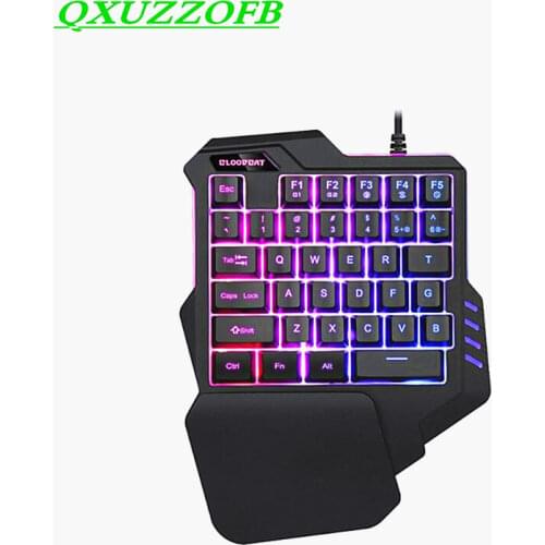 Top quality Professional Game Wired One-handed keyboard For PUGB Mobile Small 35 Keys Keypad with 7colors LED Backlight Dropship