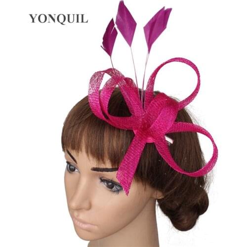Yellow Sinamay Hair Fascinator Hat With Hair Clip Elegant Women Ladies Show Race Party Headwear Fancy Feather Formal Dress Lady