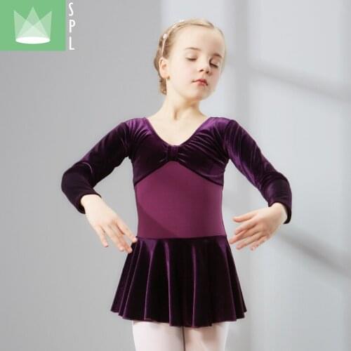 Girls Ballet Velvet Dance Costume Kids Ballet Dresses Gymnastics Dance Tutu Leotard Girl Velvet Dancewear B-4653