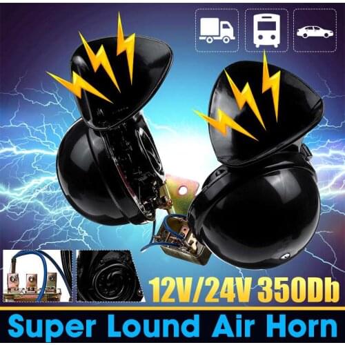 1 Pair DC 12/24V 350dB Universal Waterproof Snail Air Horn Sound Extremly Loud for Truck Pickup Motorbike Boat Cars Accessories