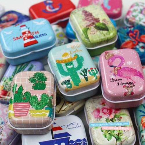 1pcs Cartoon Unicorn Flamingo Mini Tin Box Storage Boxes Wedding Candy Box Makeup Earring Jewelry Storage Boxes Pill Case Gift